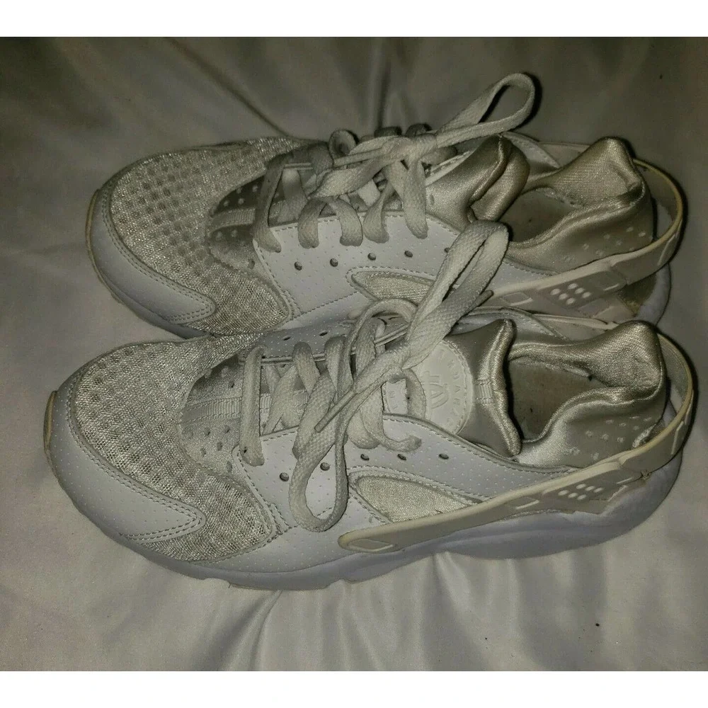 Nike Mens 318429 111 Air Huarache Lace Up Low Top White Sneaker Shoes Size 8‎